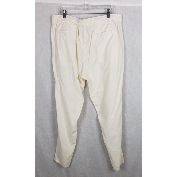 Nordstrom Pants Ivory XL Slim Fit Linen Blend Drawstring Elastic Waist Casual - Picture 2 of 6